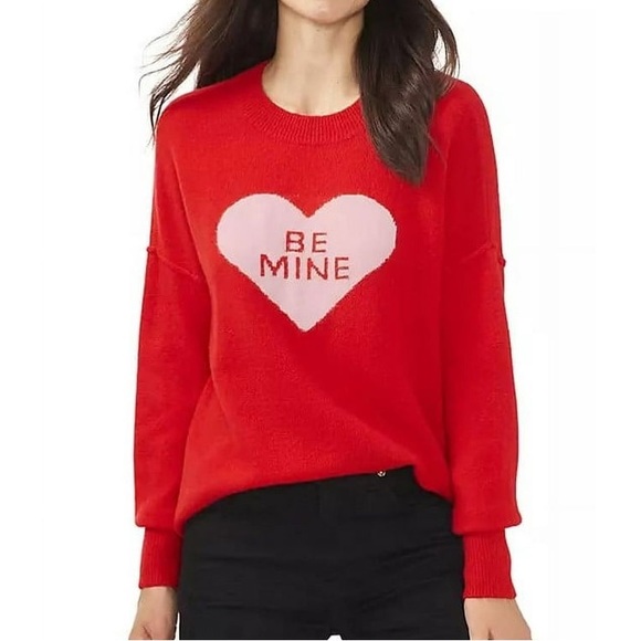 Vince Camuto Knot Be Mine Valentine Sweater in Cherry Red/Prism Pink New - Picture 1 of 8